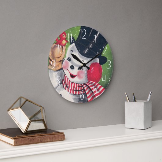 retro vintage kerstfeestdag Snowman Grote Klok (Kantoor)