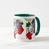 retro Vintage Kerstfeestdagen mok katten (Voorkant rechts)