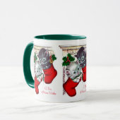 retro Vintage Kerstfeestdagen mok katten (Voorkant links)