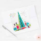 Retro vintage kerstfeestdagen sticker katten (Envelop)