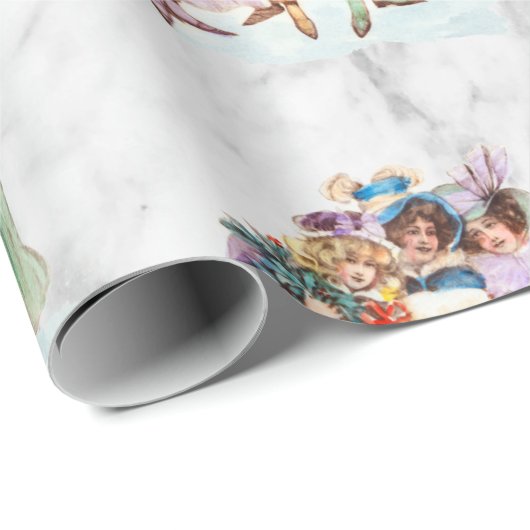 Retro Vintage-kerstfeestdames Cadeaupapier (Rol Hoek)