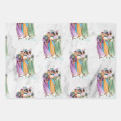 Retro Vintage-kerstfeestdames Inpakpapier Vel (Voorkant)