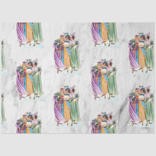 Retro Vintage-kerstfeestdames Tissuepapier (Voorkant)