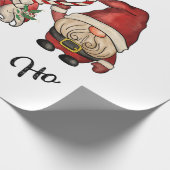 Retro Vintage-kerstgenote Santa HO HO Cadeaupapier (Hoek)