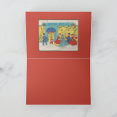 Retro Vintage Kerstgroeten Antiek Winter Kaart (Binnen)