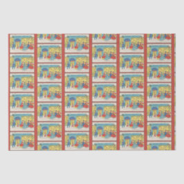 Retro Vintage Kerstgroeten Antiek Winter Tissuepapier