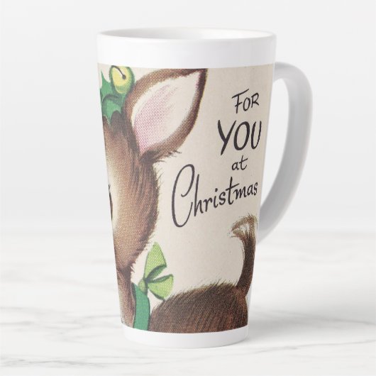 retro vintage kersthert Holiday Latte Mok (Rechterhoek)