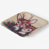 retro vintage kersthert Holiday Papieren Bordje (Gebogen)