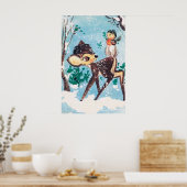 Retro vintage kersthert Holiday poster (Keuken)