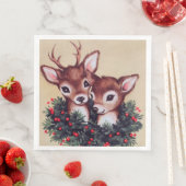 retro vintage kersthert Holiday Servet (Insitu)