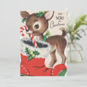 retro vintage kersthert voegt sentiment toe feestdagenkaart (Staand voorkant)