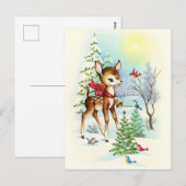 Retro vintage Kerstherten Vakantie briefkaart (Voorkant / Achterkant)