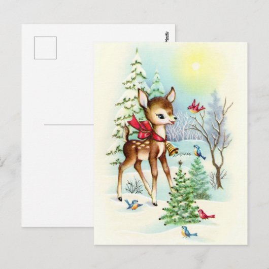 Retro vintage Kerstherten Vakantie briefkaart (Voorkant / Achterkant)