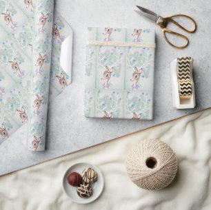 Retro Vintage Kerstherten Witte Geweien Sterren Cadeaupapier