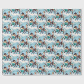 Retro vintage kersthertenfeestje cadeaupapier (Vlak)