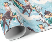 Retro vintage kersthertenfeestje cadeaupapier (Rol Hoek)