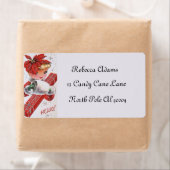 retro vintage kerstinnemende dame etiket (Insitu)