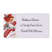 retro vintage kerstinnemende dame etiket (Voorkant)