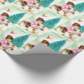 Retro Vintage-kerstinslag Cadeaupapier (Hoek)