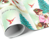 Retro Vintage-kerstinslag Cadeaupapier (Rol Hoek)