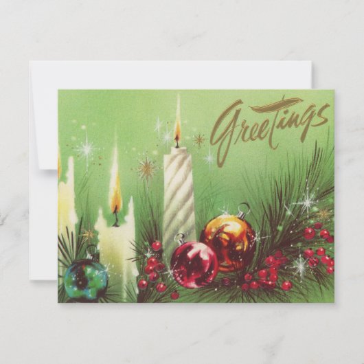 retro vintage kerstkaars feestdagenkaart (Voorkant)