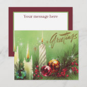retro vintage kerstkaars feestdagenkaart (Voorkant / Achterkant)