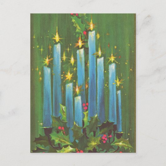 retro vintage kerstkaarsen feestdagenkaart (Voorkant)