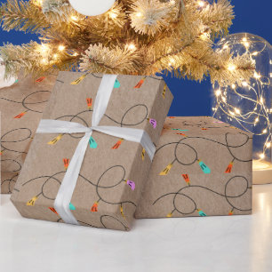 Retro Vintage-kerstkaarsen op Kraft Cadeaupapier