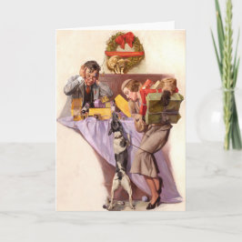 Retro vintage Kerstkaart Feestdagen Kaart