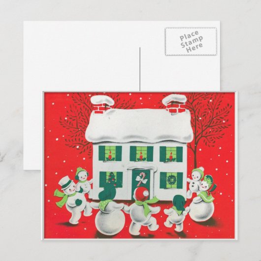 Retro vintage Kerstkaart Feestdagenkaart (Voorkant / Achterkant)