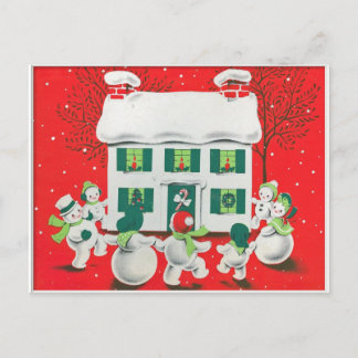 Retro vintage Kerstkaart Feestdagenkaart
