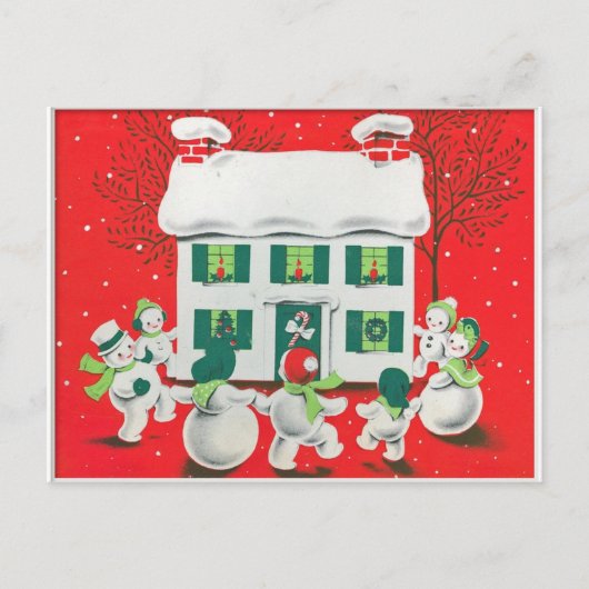 Retro vintage Kerstkaart Feestdagenkaart (Voorkant)