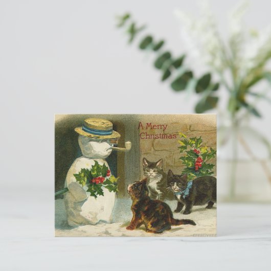 Retro vintage Kerstkaart Feestdagenkaart (Staand voorkant)