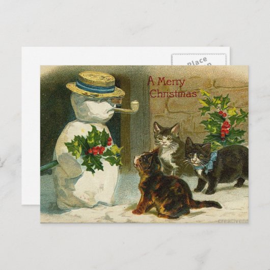 Retro vintage Kerstkaart Feestdagenkaart (Voorkant / Achterkant)