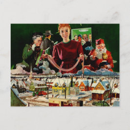 Retro vintage Kerstkaart Feestdagenkaart