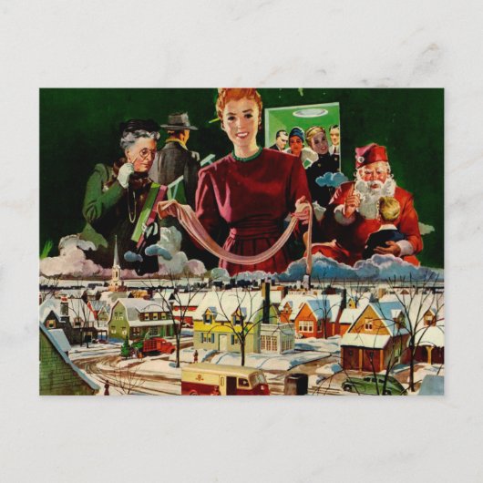 Retro vintage Kerstkaart Feestdagenkaart (Voorkant)