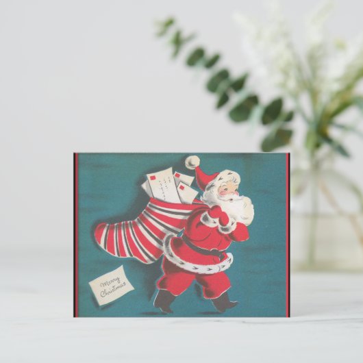 Retro vintage Kerstkaart Feestdagenkaart (Staand voorkant)