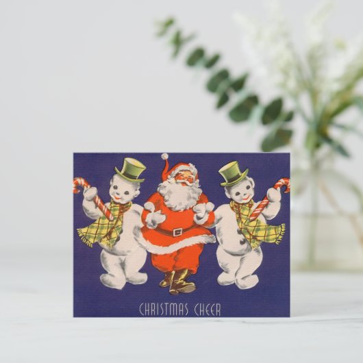 Retro vintage Kerstkaart Feestdagenkaart (Staand voorkant)