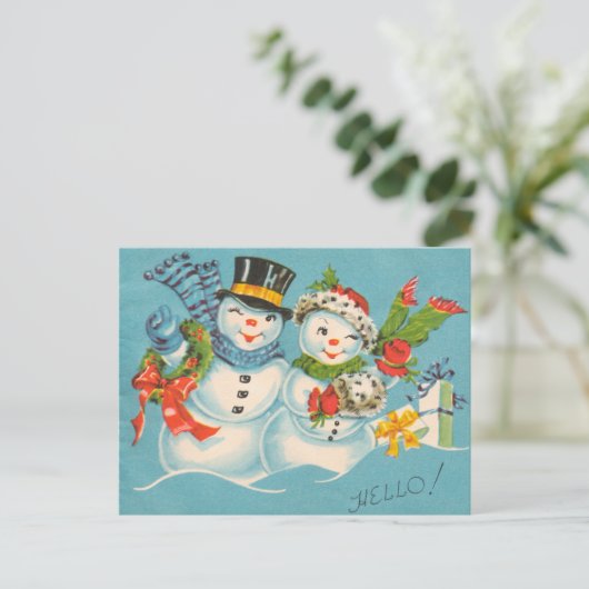 Retro vintage Kerstkaart Feestdagenkaart (Staand voorkant)