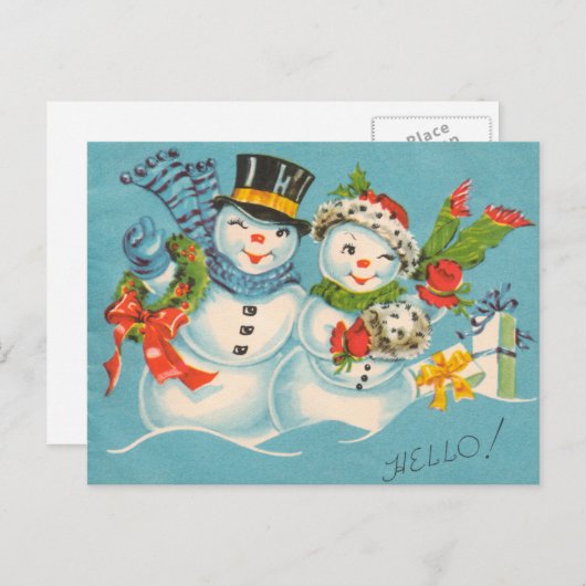 Retro vintage Kerstkaart Feestdagenkaart (Voorkant / Achterkant)