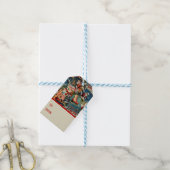 Retro Vintage Kerstkaarten Collage Cadeaulabel (Met Touw)