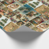 Retro Vintage Kerstkaarten Collage Cadeaupapier (Hoek)