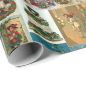 Retro Vintage Kerstkaarten Collage Cadeaupapier (Rol Hoek)