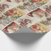 Retro Vintage Kerstkaarten Collage Cadeaupapier (Hoek)