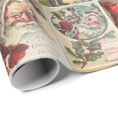Retro Vintage Kerstkaarten Collage Cadeaupapier (Rol Hoek)