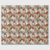 Retro Vintage Kerstkaarten Collage Cadeaupapier (Vlak)