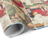 Retro Vintage Kerstkaarten Collage Cadeaupapier (Rol Hoek)