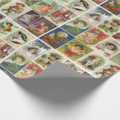 Retro Vintage Kerstkaarten Collage Cadeaupapier (Hoek)