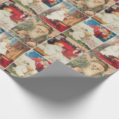 Retro Vintage Kerstkaarten Collage Cadeaupapier (Hoek)