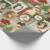 Retro Vintage Kerstkaarten Collage Cadeaupapier (Hoek)